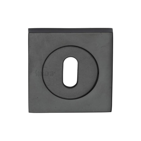This is an image of a Sorrento - Keyhole Square Escutcheon Matt Black Finish, sc-sq0191-blk that is available to order from T.H Wiggans Ironmongery in Kendal.