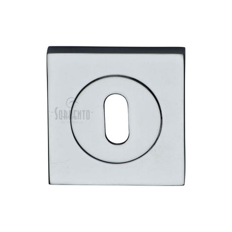 This is an image of a Sorrento - Keyhole Square Escutcheon Polished Chrome Finish, sc-sq0191-pc that is available to order from T.H Wiggans Ironmongery in Kendal.