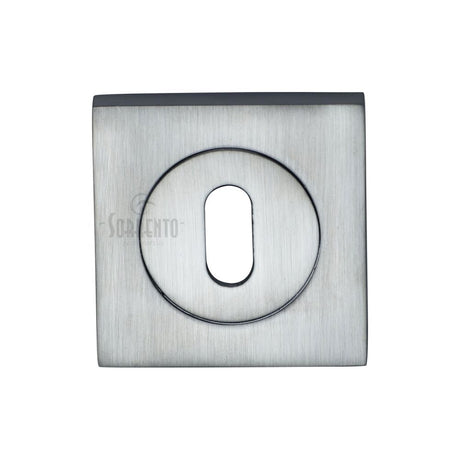 This is an image of a Sorrento - Keyhole Square Escutcheon Satin Chrome Finish, sc-sq0191-sc that is available to order from T.H Wiggans Ironmongery in Kendal.