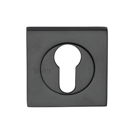 This is an image of a Sorrento - Euro Square Escutcheon Matt Black Finish, sc-sq0192-blk that is available to order from T.H Wiggans Ironmongery in Kendal.