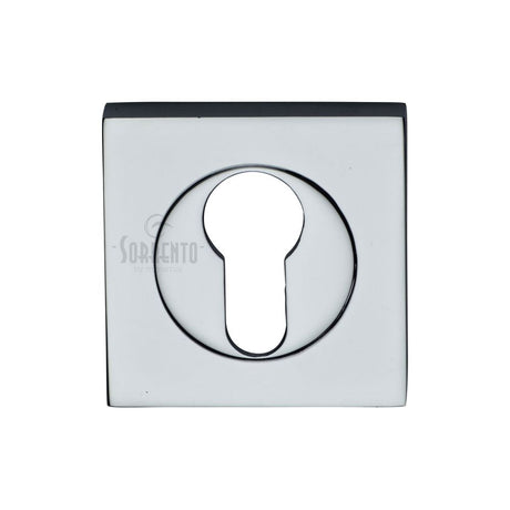 This is an image of a Sorrento - Euro Square Escutcheon Polished Chrome Finish, sc-sq0192-pc that is available to order from T.H Wiggans Ironmongery in Kendal.