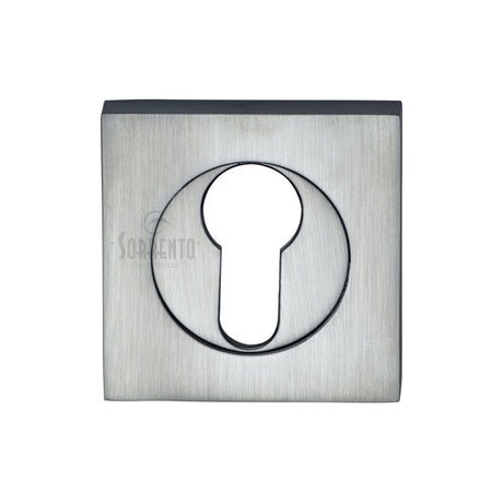 This is an image of a Sorrento - Euro Square Escutcheon Satin Chrome Finish, sc-sq0192-sc that is available to order from T.H Wiggans Ironmongery in Kendal.