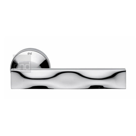 This is an image of a DND - Sike Door Handle on Round Rose Polished Chrome, sk14-pc that is available to order from T.H Wiggans Ironmongery in Kendal.