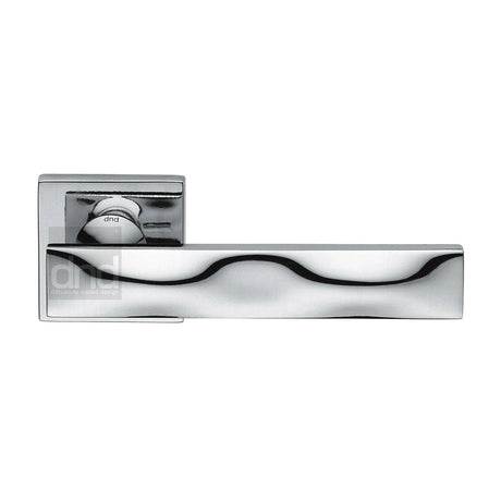 This is an image of a DND - SIKE Door Handle on Square Rose Polished Chrome, sk18-pc that is available to order from T.H Wiggans Ironmongery in Kendal.