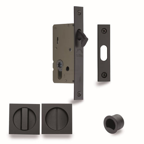 This is an image of a M.Marcus - SLD Lock C/W SQ Privacy Turns 40mm Black Matt, sq2308-40-blk that is available to order from T.H Wiggans Ironmongery in Kendal.