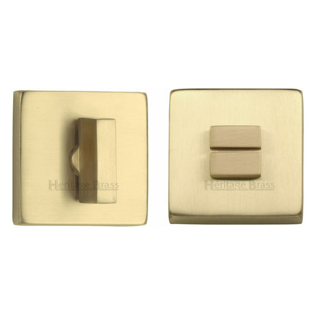 This is an image of a Heritage Brass - Square Thumbturn & Emergency Release Satin Brass Finish, sq4035-sb that is available to order from T.H Wiggans Ironmongery in Kendal.