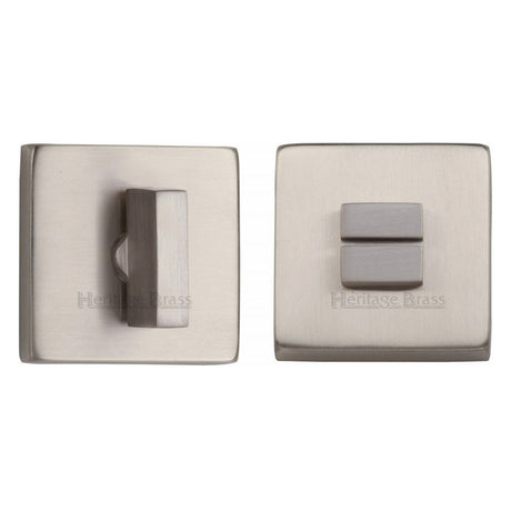 This is an image of a Heritage Brass - Square Thumbturn & Emergency Release Satin Nickel Finish, sq4035-sn that is available to order from T.H Wiggans Ironmongery in Kendal.