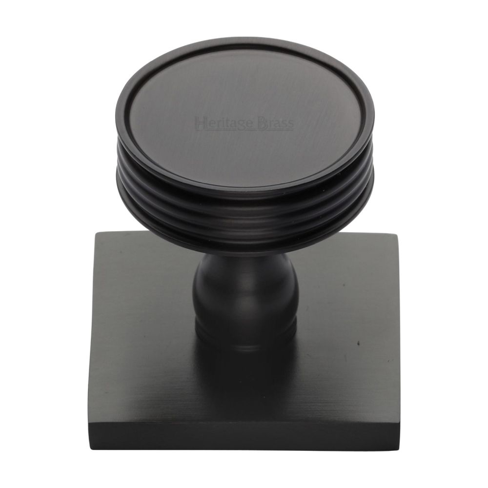 This is an image of a Heritage Brass - Cabinet Knob Venetian Design with Square Backplate 32mm Matt Br, sq4547-mb that is available to order from T.H Wiggans Ironmongery in Kendal.