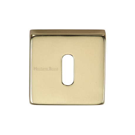 This is an image of a Heritage Brass - Square Key Escutcheon Polished Brass Finish, sq5002-pb that is available to order from T.H Wiggans Ironmongery in Kendal.