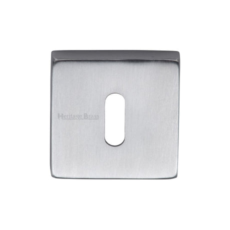 This is an image of a Heritage Brass - Square Key Escutcheon Satin Chrome Finish, sq5002-sc that is available to order from T.H Wiggans Ironmongery in Kendal.