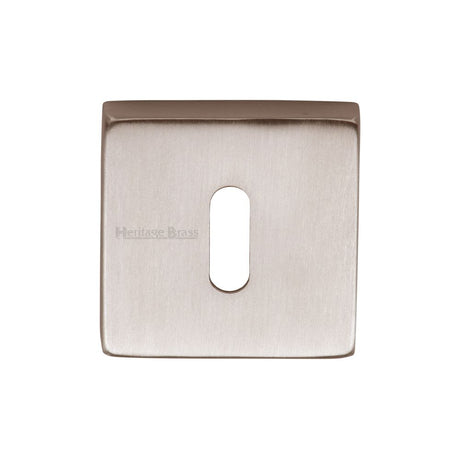 This is an image of a Heritage Brass - Square Key Escutcheon Satin Nickel Finish, sq5002-sn that is available to order from T.H Wiggans Ironmongery in Kendal.