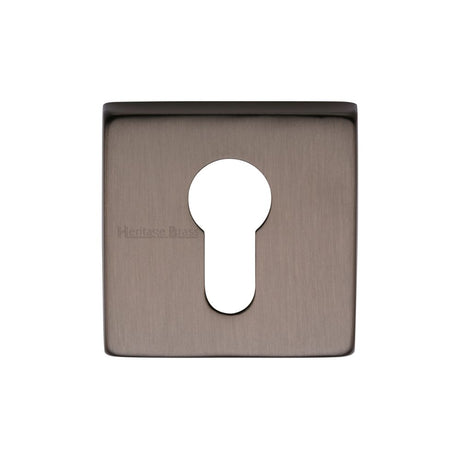 This is an image of a Heritage Brass - Euro Profile Cylinder Escutcheon Matt Bronze Finish, sq5004-mb that is available to order from T.H Wiggans Ironmongery in Kendal.