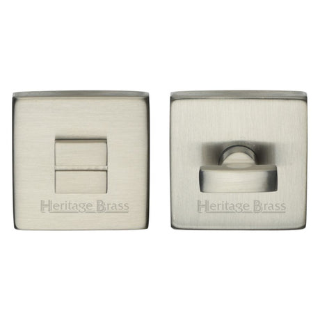 This is an image of a Heritage Brass - Square Thumbturn & Emergency Release Satin Nickel Finish, sq5040-sn that is available to order from T.H Wiggans Ironmongery in Kendal.