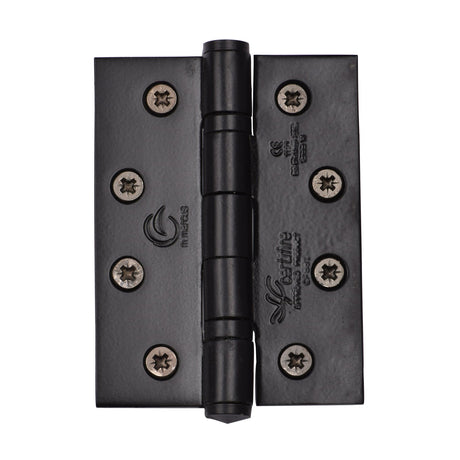 This is an image of a Stainless Steel Line Hinge SS 4 x 3 x 3 Matt Black finish, ss-4x3-bkmt that is available to order from T.H Wiggans Ironmongery in Kendal.
