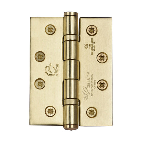 This is an image of a Stainless Steel Line Hinge SS 4 x 3 x 3 Satin Brass finish, ss-4x3-sb that is available to order from T.H Wiggans Ironmongery in Kendal.