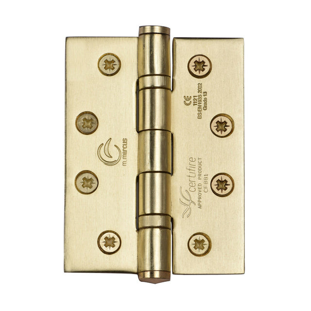 This is an image of a Stainless Steel Line Hinge SS 4 x 3 x 3 Satin Brass finish, ss-4x3-sb that is available to order from T.H Wiggans Ironmongery in Kendal.