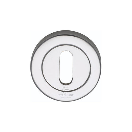 This is an image of a Steel Line Keyhole Escutcheon Stainless Steel Polished Stainless Steel finish, ss-890-p that is available to order from T.H Wiggans Ironmongery in Kendal.
