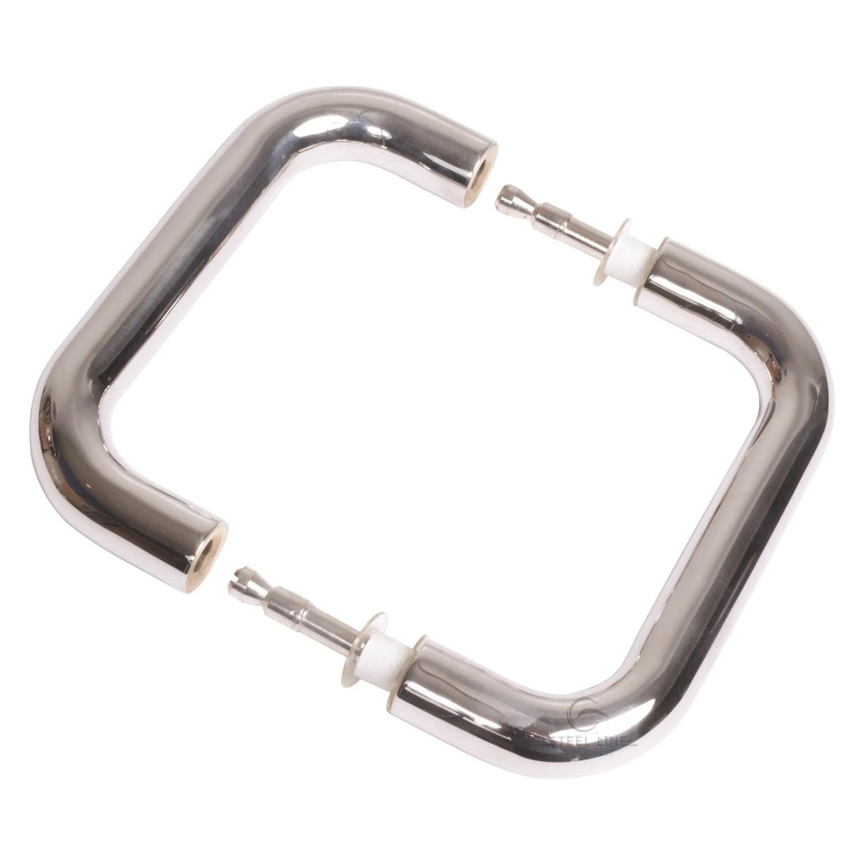 This is an image of a Steel Line Door Pull Handle Back to Back 150mm Polished Stainless Steel finish, ss-d190012-p that is available to order from T.H Wiggans Ironmongery in Kendal.