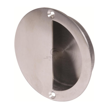 This is an image of a Steel Line Flush Pull Satin Stainless Steel finish, ss-fpull001-s that is available to order from T.H Wiggans Ironmongery in Kendal.