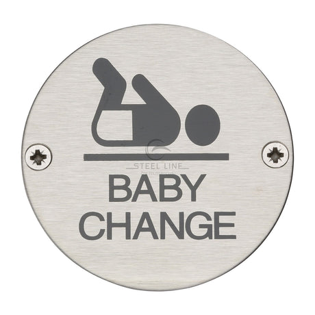 This is an image of a Steel Line Baby Change Symbol Satin Stainless Steel finish, ss-sign003-s that is available to order from T.H Wiggans Ironmongery in Kendal.