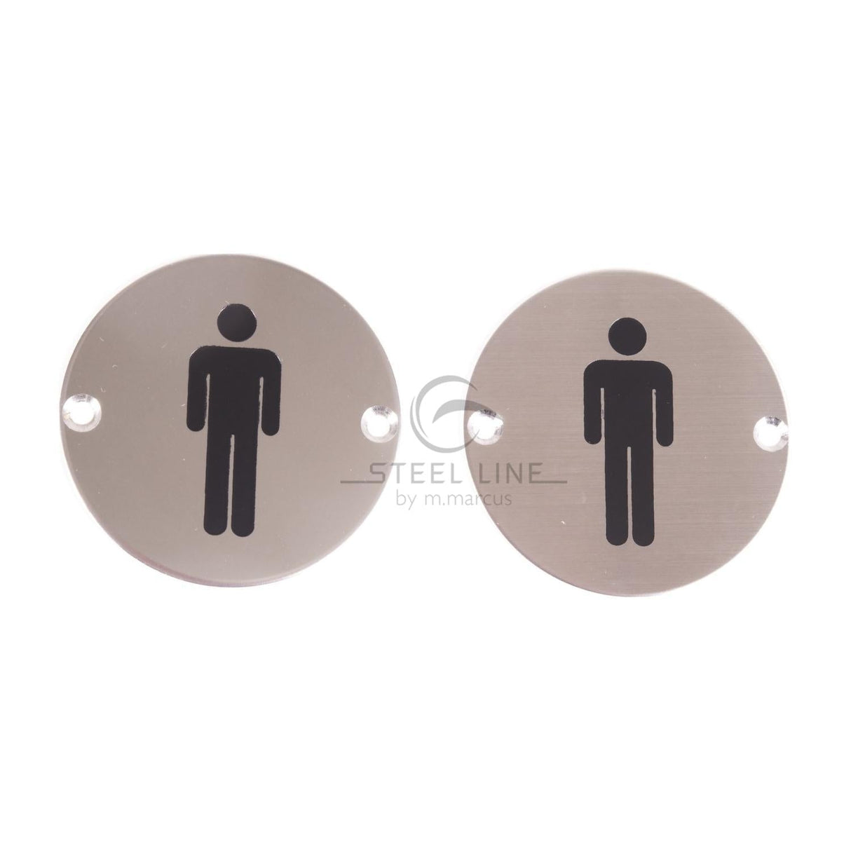 This is an image of a Steel Line Male Symbol Satin Stainless Steel finish, ss-sign019-s that is available to order from T.H Wiggans Ironmongery in Kendal.