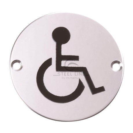 This is an image of a Steel Line Disabled Symbol Polished Stainless Steel finish, ss-sign024-p that is available to order from T.H Wiggans Ironmongery in Kendal.