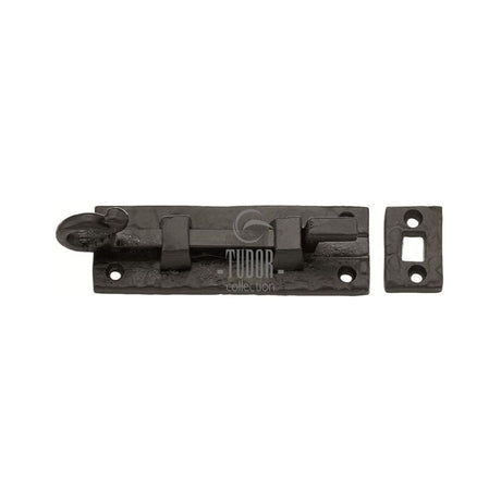 This is an image of a The Tudor Collection - Door Bolt Necked 3" Black Iron, tc159-76 that is available to order from T.H Wiggans Ironmongery in Kendal.