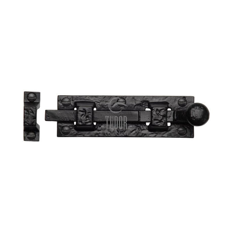 This is an image of a The Tudor Collection - Door Bolt Straight 3" Black Iron, tc168-76 that is available to order from T.H Wiggans Ironmongery in Kendal.