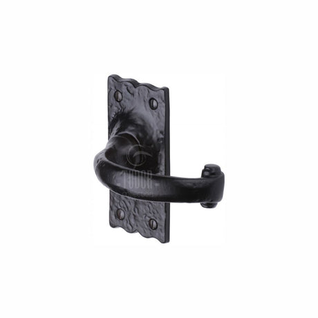 This is an image of a The Tudor Collection - Door Handle Lever Latch Colonial Design Black Iron, tc310 that is available to order from T.H Wiggans Ironmongery in Kendal.