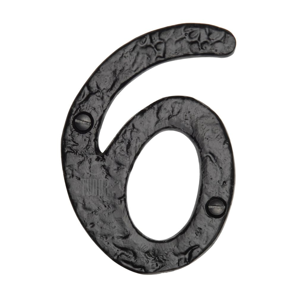 This is an image of a The Tudor Collection - Numeral 6 - 4" Black Iron, tc355-6 that is available to order from T.H Wiggans Ironmongery in Kendal.