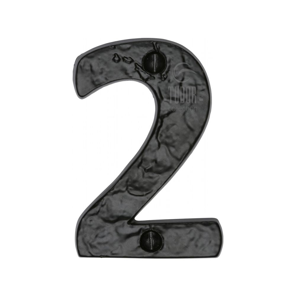 This is an image of a The Tudor Collection - Numeral 2 - 3" Black Iron, tc356-2 that is available to order from T.H Wiggans Ironmongery in Kendal.