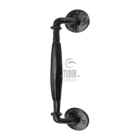This is an image of a The Tudor Collection - Door Pull Handle Offset Black Iron, tc384 that is available to order from T.H Wiggans Ironmongery in Kendal.