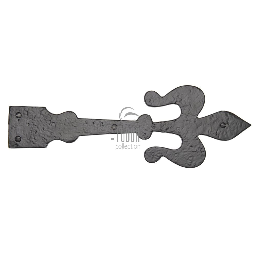 This is an image of a The Tudor Collection - Dummy Strap Hinge 15 3/4" Black Iron, tc410-400 that is available to order from T.H Wiggans Ironmongery in Kendal.