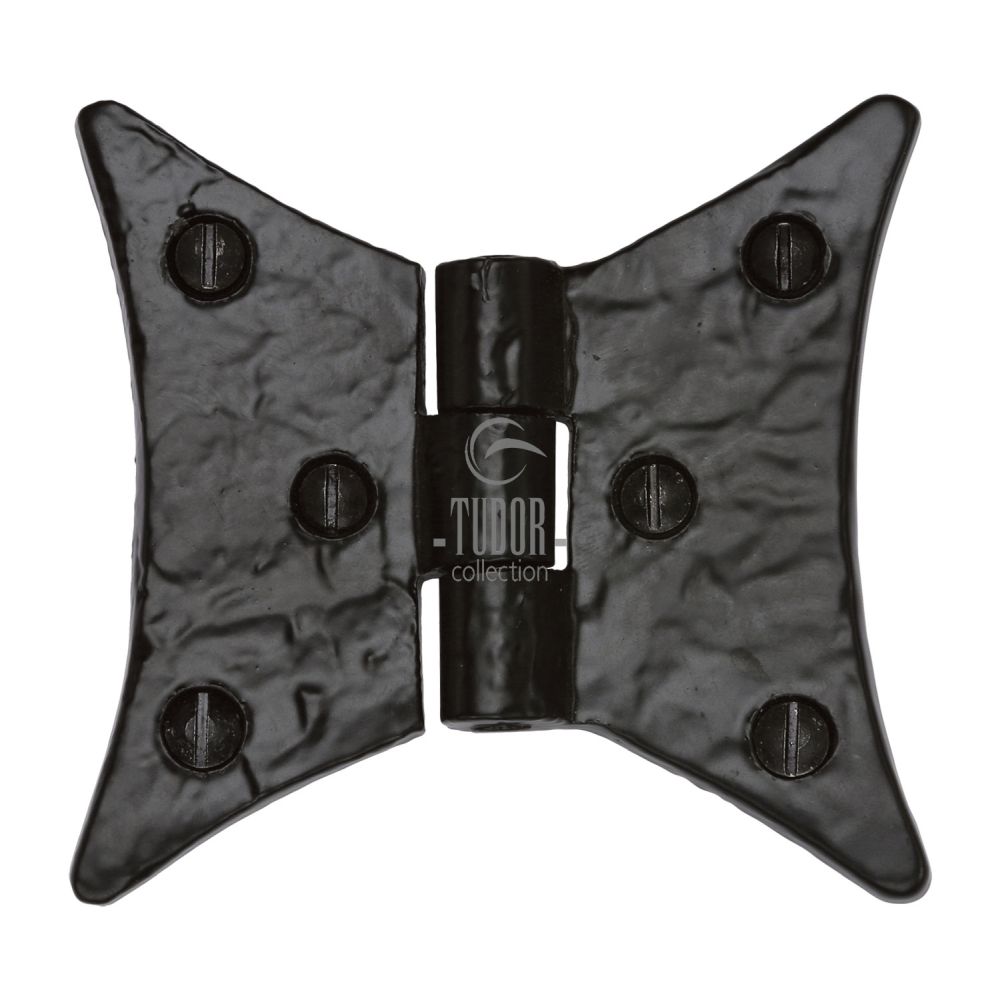 This is an image of a The Tudor Collection - Butterfly Hinge Black Iron, tc456 that is available to order from T.H Wiggans Ironmongery in Kendal.