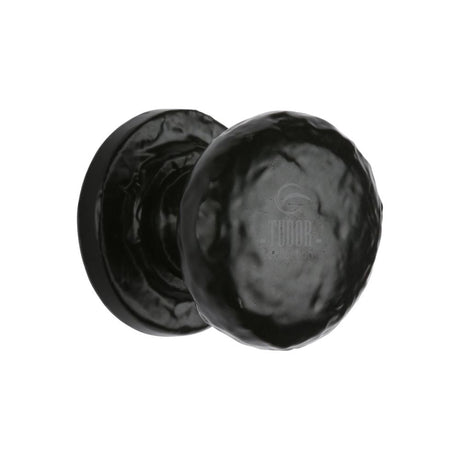 This is an image of a The Tudor Collection - Cabinet Knob Rustic Round Design 38mm Black Iron, tc532-38 that is available to order from T.H Wiggans Ironmongery in Kendal.