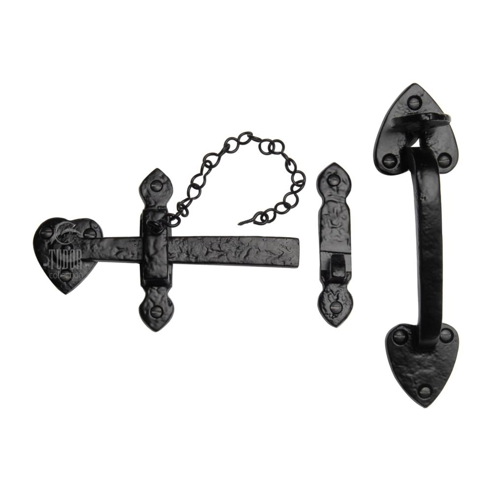 This is an image of a The Tudor Collection - Suffolk Latch Black Iron, tc565 that is available to order from T.H Wiggans Ironmongery in Kendal.