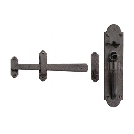 This is an image of a The Tudor Collection - Gate Latch Black Iron, tc569 that is available to order from T.H Wiggans Ironmongery in Kendal.