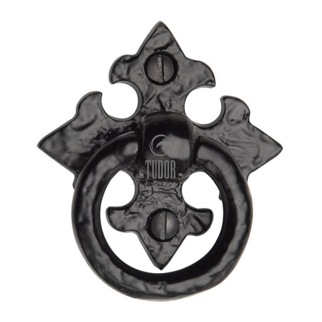 This is an image of a The Tudor Collection - Cabinet Ring Pull Black Iron, tc626 that is available to order from T.H Wiggans Ironmongery in Kendal.