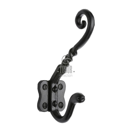 This is an image of a The Tudor Collection - Hat & Coat Hook Black Iron, tc670 that is available to order from T.H Wiggans Ironmongery in Kendal.