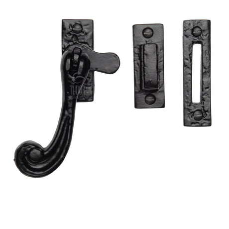 This is an image of a The Tudor Collection - Casement Window Fastener Black Iron, tc675-mp-hp that is available to order from T.H Wiggans Ironmongery in Kendal.