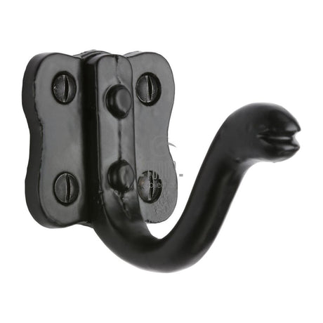 This is an image of a The Tudor Collection - Single Coat Hook Black Iron, tc695 that is available to order from T.H Wiggans Ironmongery in Kendal.