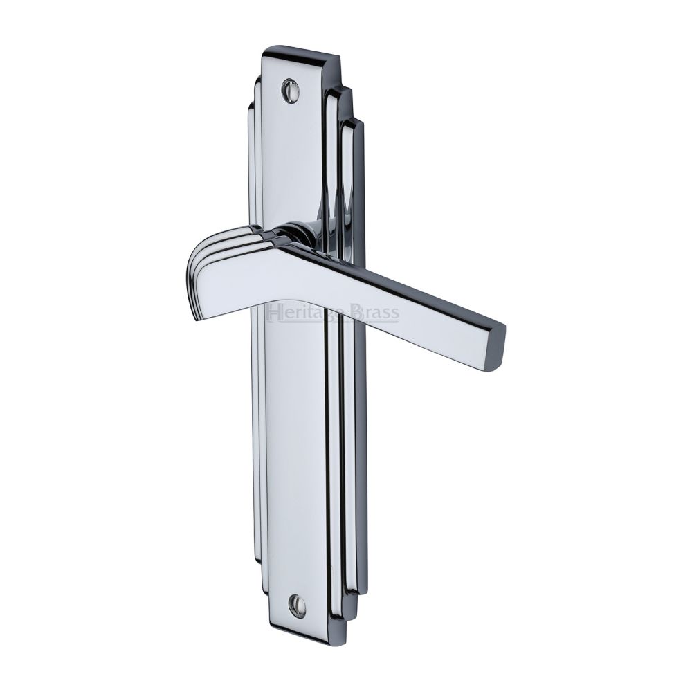 This is an image of a Heritage Brass - Door Handle Lever Latch Tiffany Design Polished Chrome Finish, tif5210-pc that is available to order from T.H Wiggans Ironmongery in Kendal.