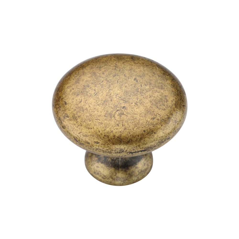 This is an image of a M.Marcus - Classic Round Knob 030mm Distressed Brass Finish, tk4226-030-dbs that is available to order from T.H Wiggans Ironmongery in Kendal.