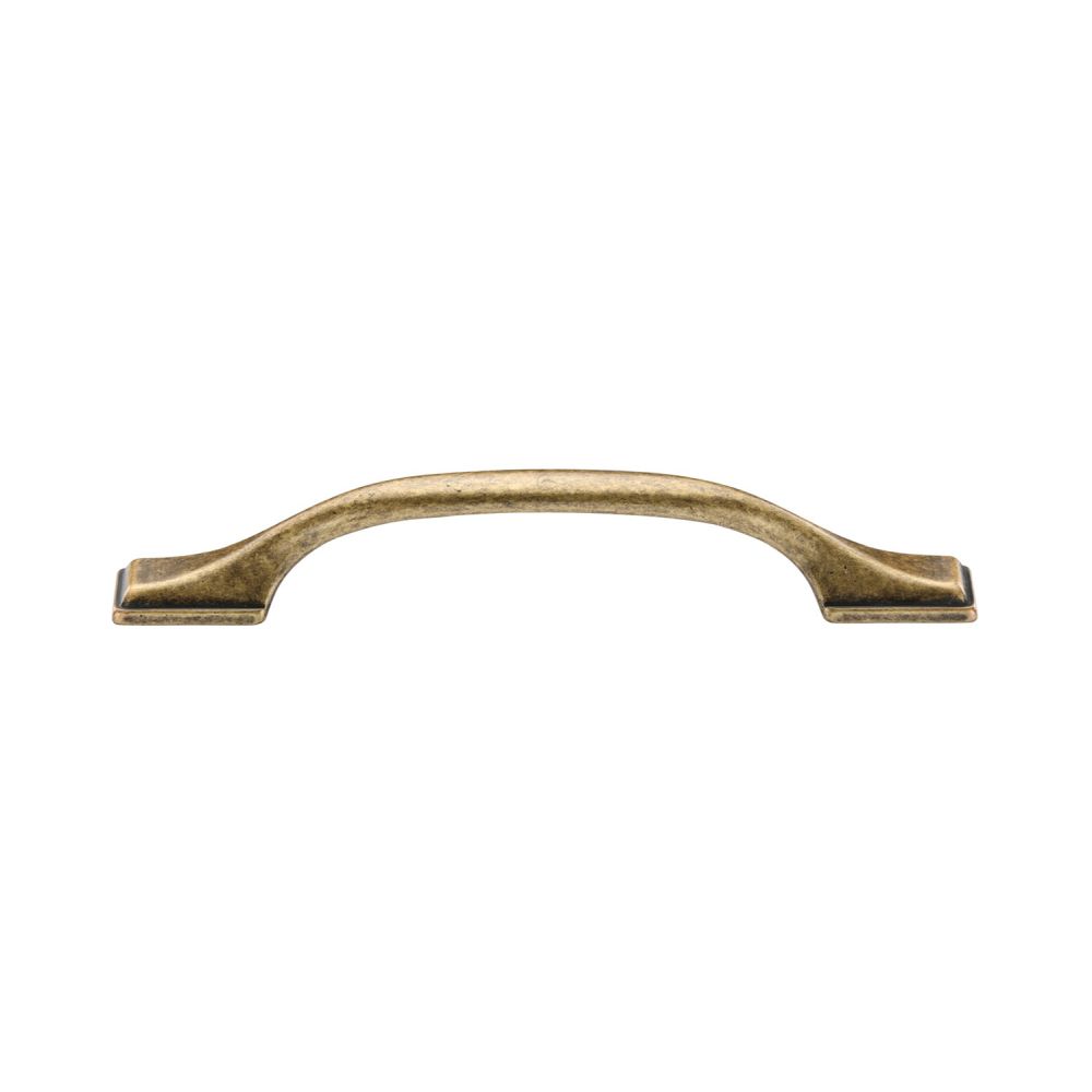 This is an image of a M.Marcus - Luca Cabinet Pull 128mm Distressed Brass Finish, tk5090-128-dbs that is available to order from T.H Wiggans Ironmongery in Kendal.