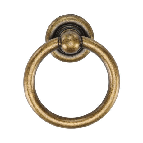 This is an image of a M.Marcus - Classic Round Drop Pull 42mm Distressed Brass Finish, tk9213-042-dbs that is available to order from T.H Wiggans Ironmongery in Kendal.