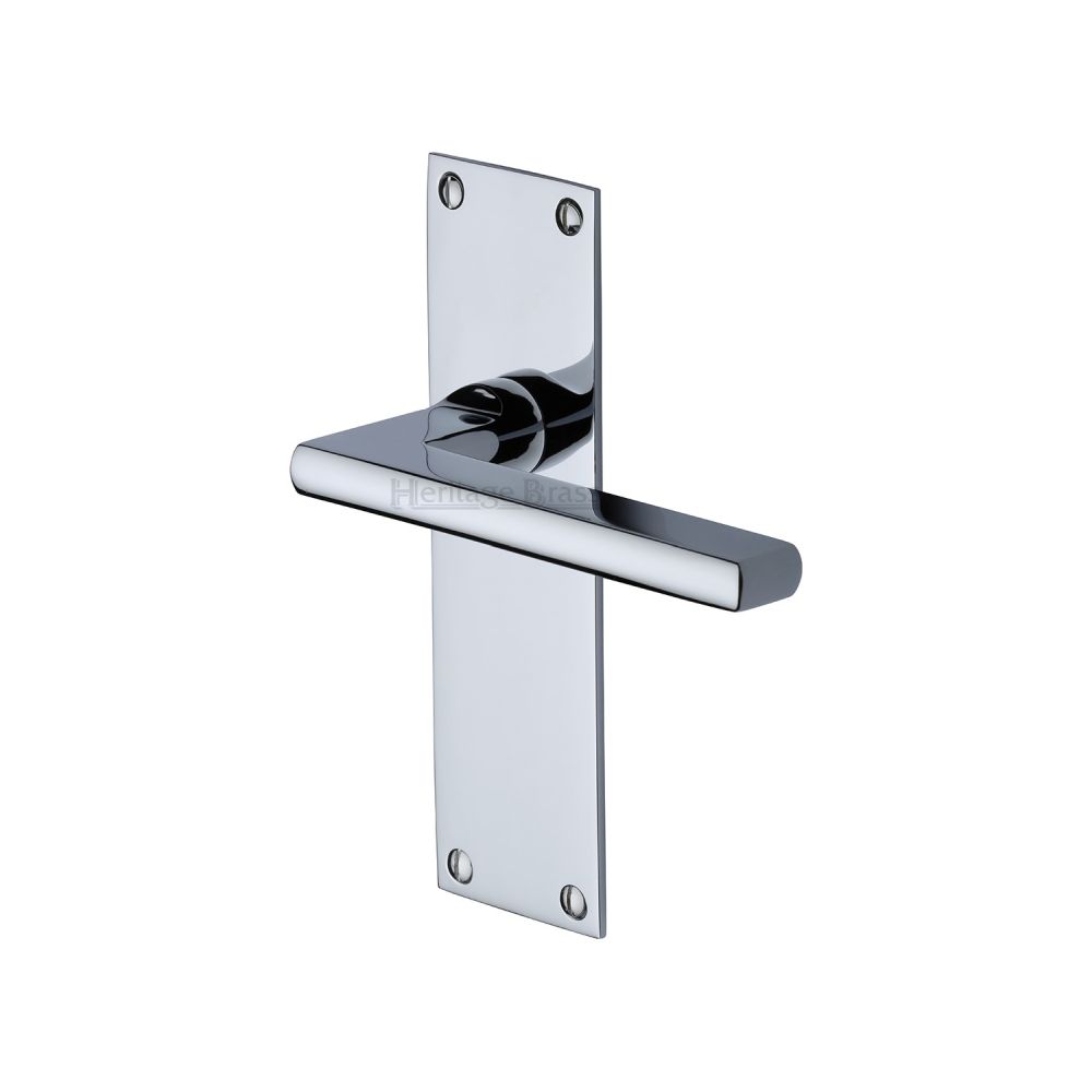This is an image of a Heritage Brass - Door Handle Lever Latch Trident Design Polished Chrome Finish, tri1310-pc that is available to order from T.H Wiggans Ironmongery in Kendal.