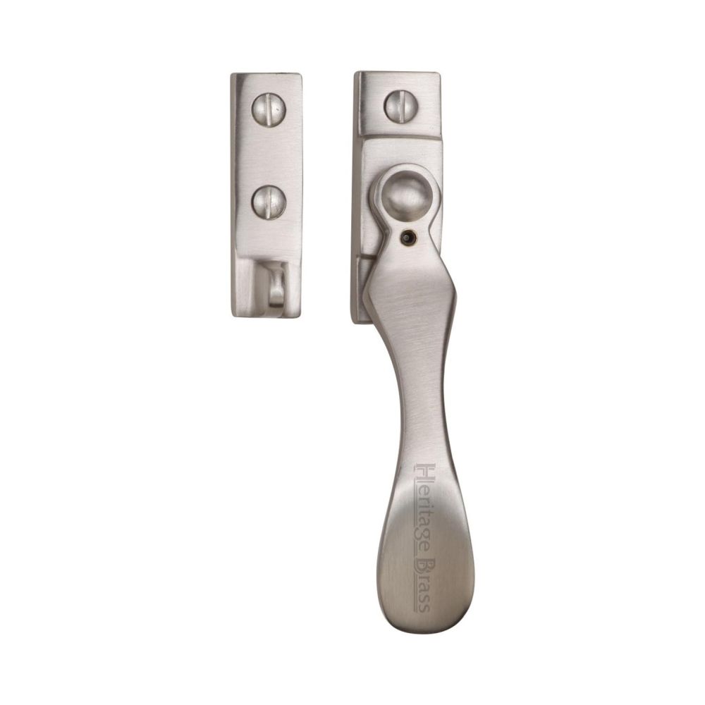 This is an image of a Heritage Brass - Casement Window Fastener Wedge Pattern Satin Nickel Finish, v1005-sn that is available to order from T.H Wiggans Ironmongery in Kendal.