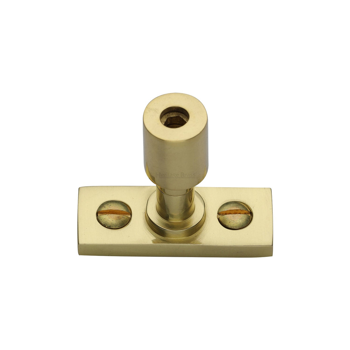 This is an image of a Heritage Brass - Casement Stay Locking Pin Polished Brass, v1007-pb that is available to order from T.H Wiggans Ironmongery in Kendal.