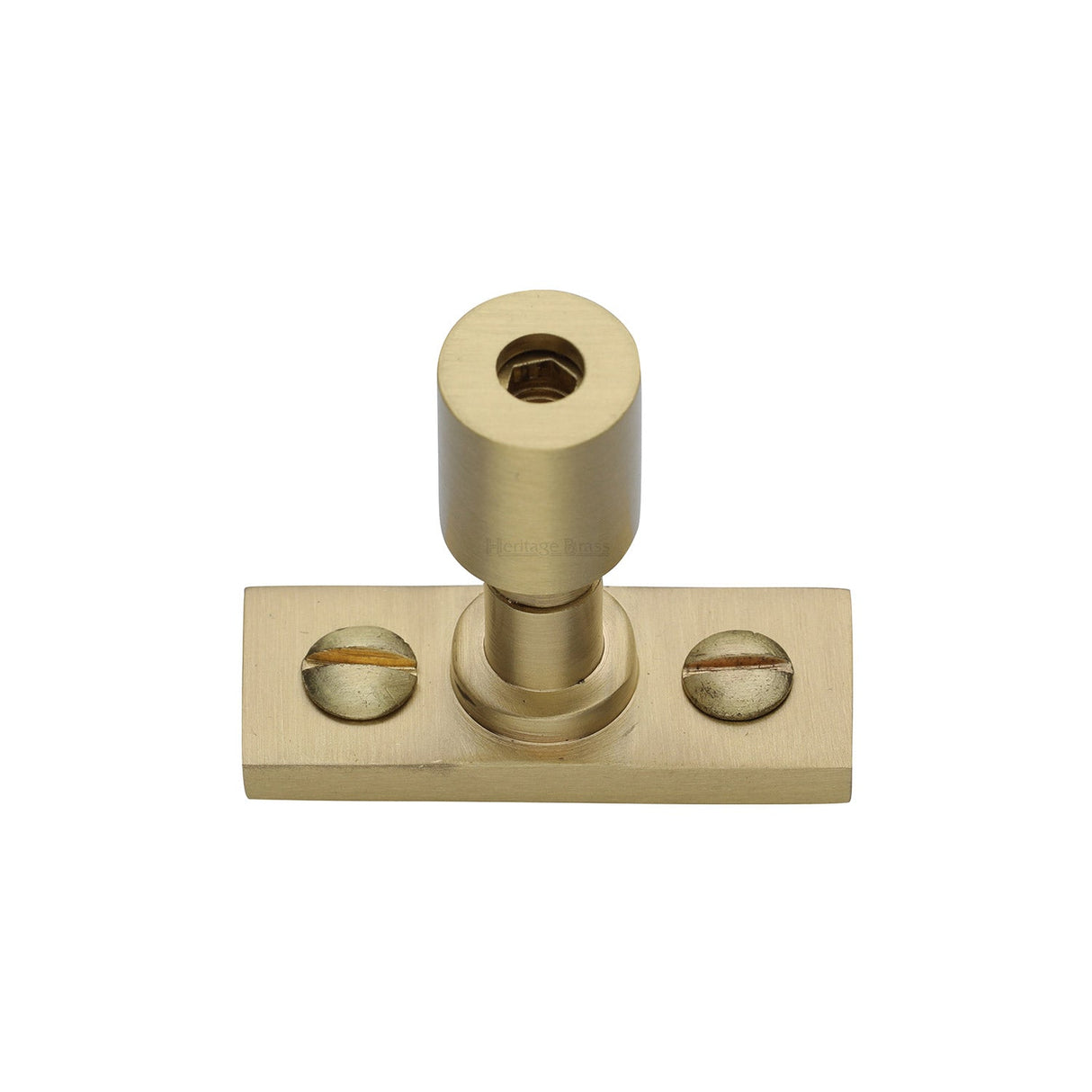 This is an image of a Heritage Brass - Casement Stay Locking Pin Satin Brass, v1007-sb that is available to order from T.H Wiggans Ironmongery in Kendal.