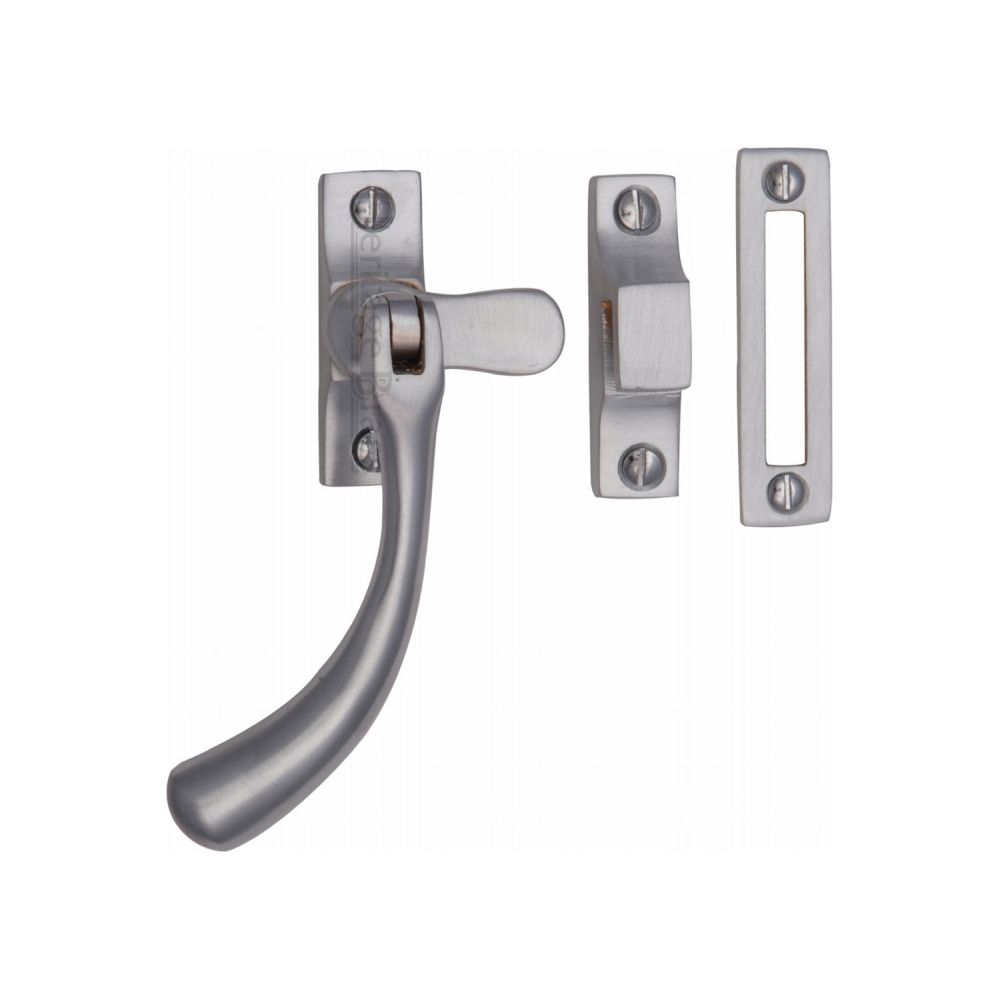 This is an image of a Heritage Brass - Casement Window Fastener Ball Design Satin Chrome Finish, v1008-mp-hp-sc that is available to order from T.H Wiggans Ironmongery in Kendal.